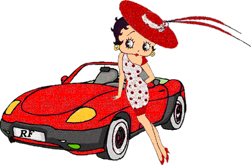 gif - voiture rouge betty boop