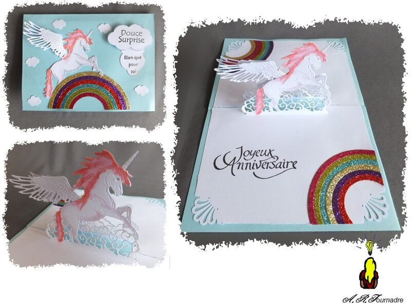 licorne ailée en pop-up