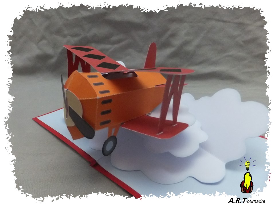 petit avion pop-up biplan