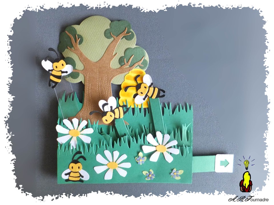 carte animée abeilles tirette tirée