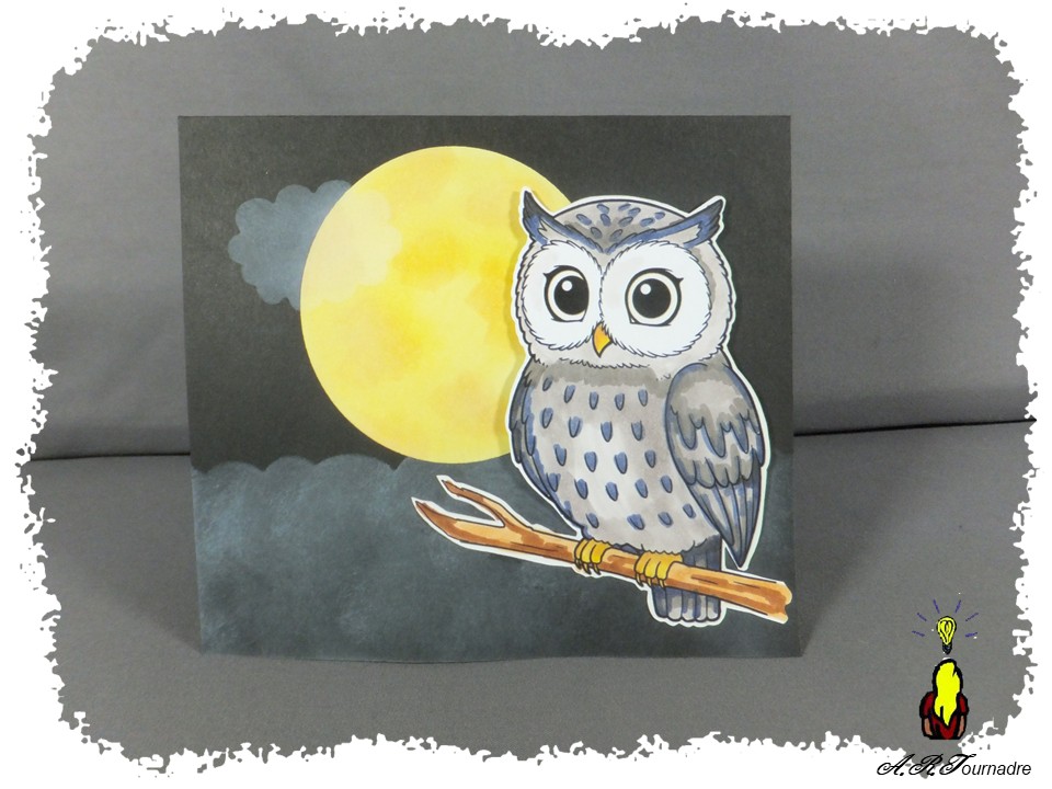 ART 2026 08 hibou 1 face avant de la carte hibou et pleine lune